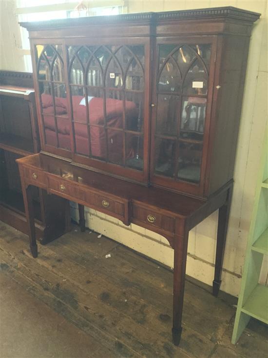 Mahogany glazed cabinet on stand